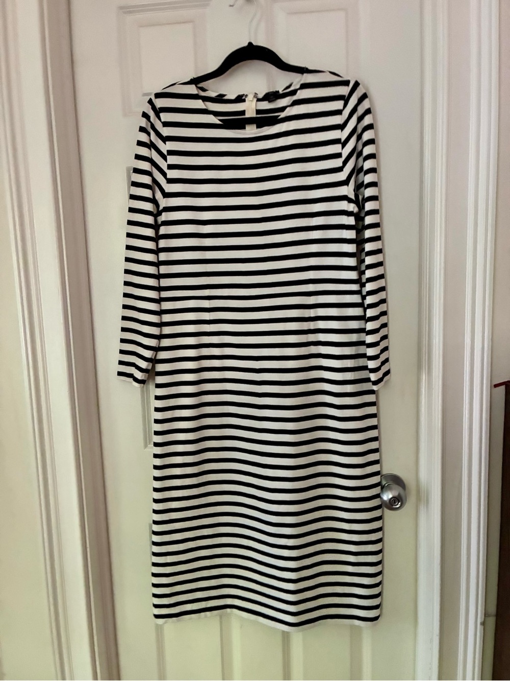 J Crew Classic Black and White Striped Women’s Midi Dress
